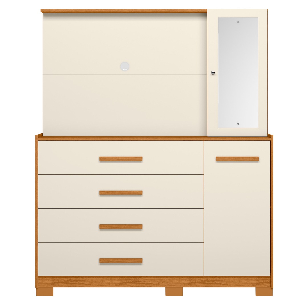 COMODA ILHABELA CARVALHO/OFF WHITE