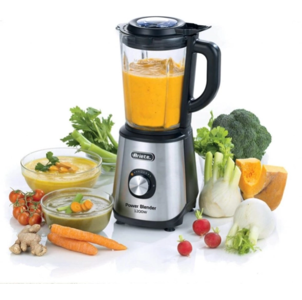 LICUADORA ARIETE C/VASO VIDRIO NEGRO/METAL 929/893