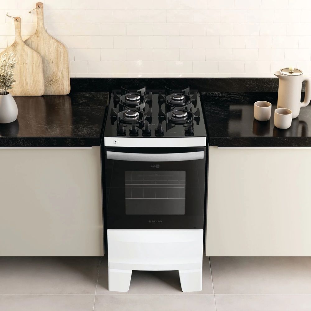 COCINA ATLAS 4H AGILE UP GLASS BLANCO A GAS 300001653