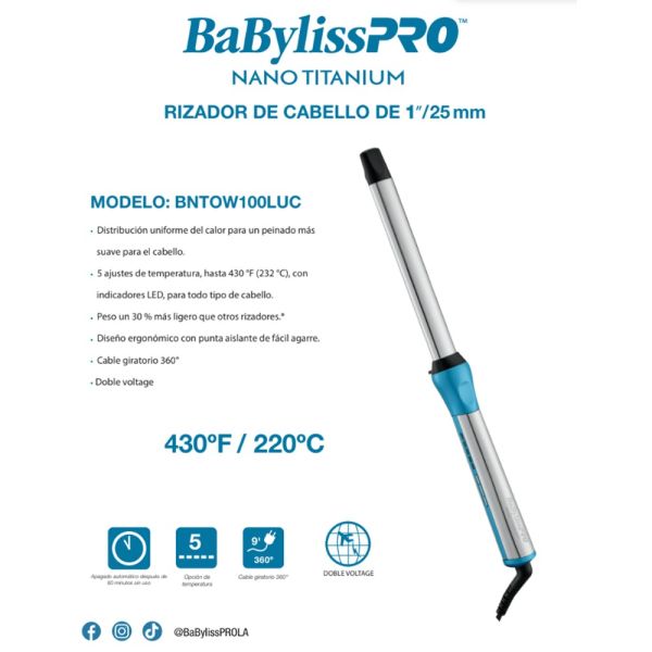 ONDULADOR OVALADO BABYLISS 1" BNTOW100LUC