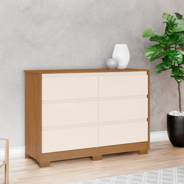 COMODA RAVENA D737 6 GAVETAS HENN NT/OW  [30904-2]