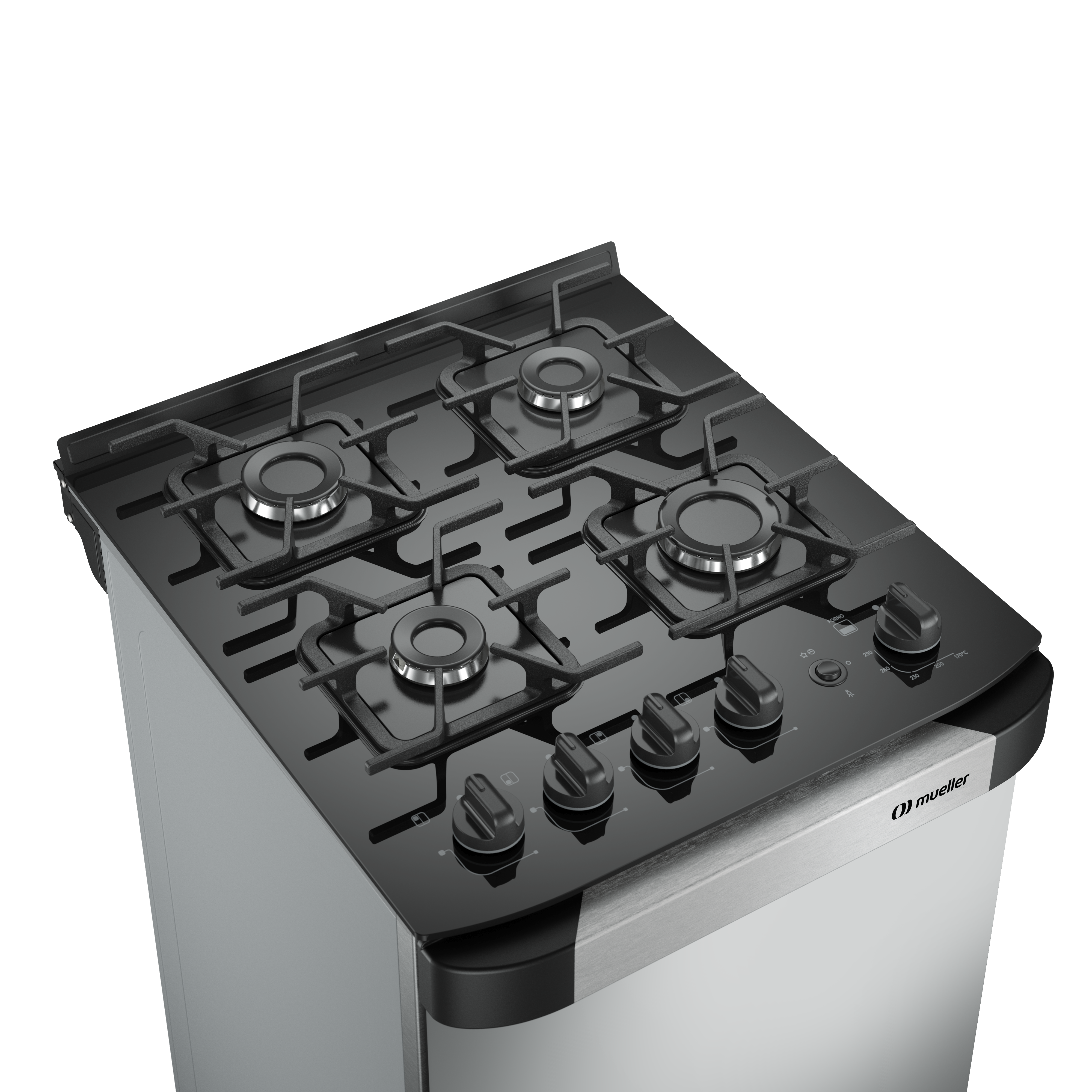 COCINA MUELLER 4H DECORATO VETRO INOX