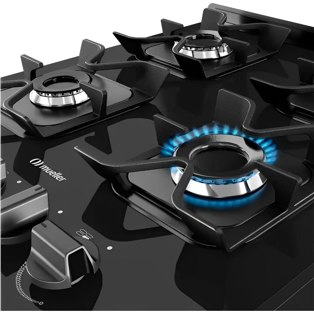 COCINA MUELLER 4H MFV4BF NEGRO-PIACERE (A GAS)2810