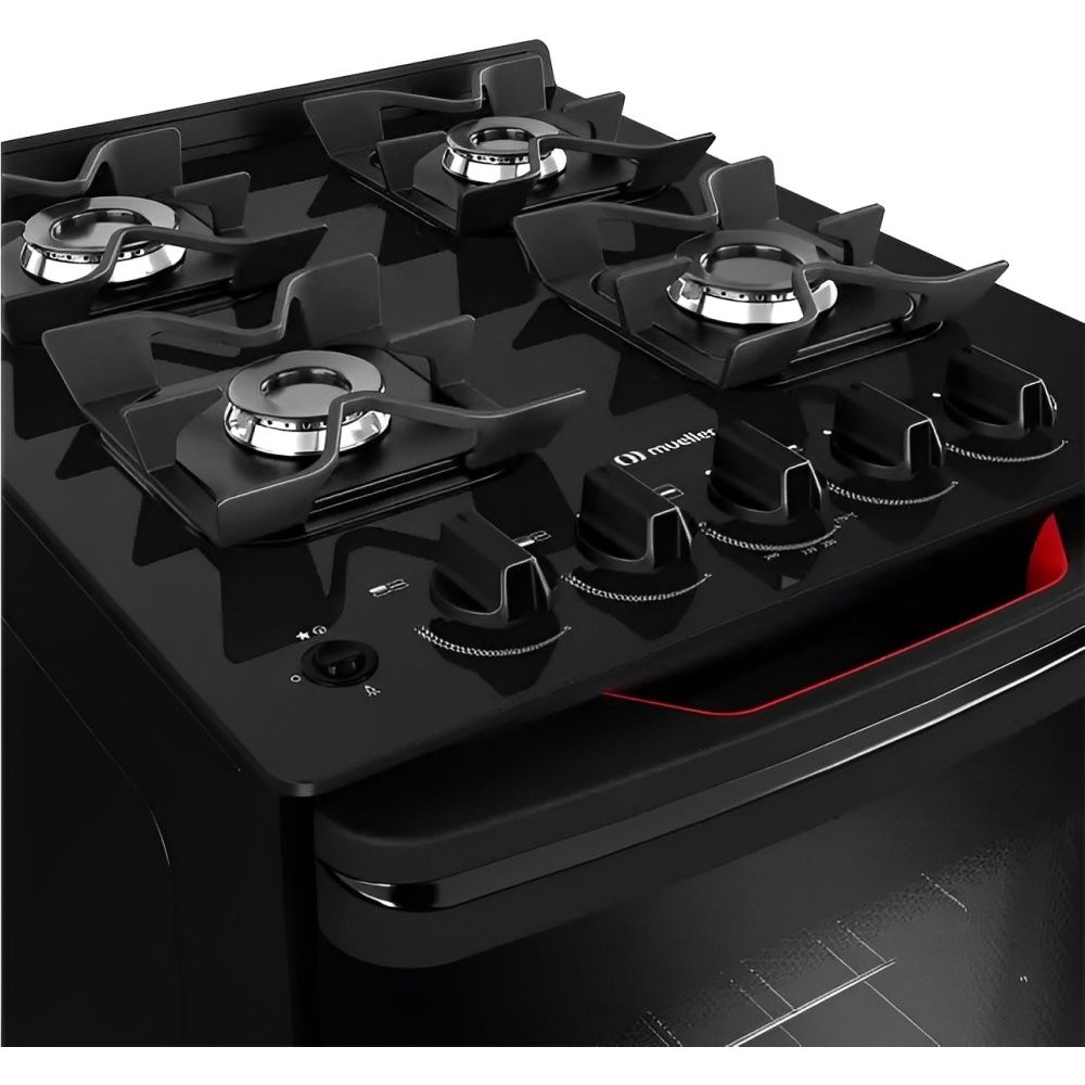 COCINA MUELLER 4H MFV4BF NEGRO-PIACERE (A GAS)2810
